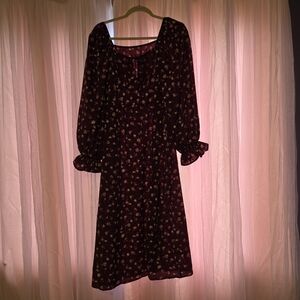 Women’s Maroon Floral Midi Dress - SHEIN